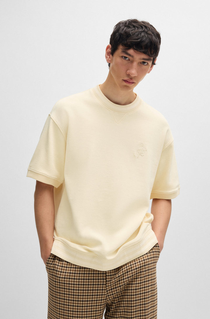 HUGO T-Shirts Oversize Fit in Cotton Mix - DECTAROS 10260815 01-50516623- Concorde Fashion#color_beige-279