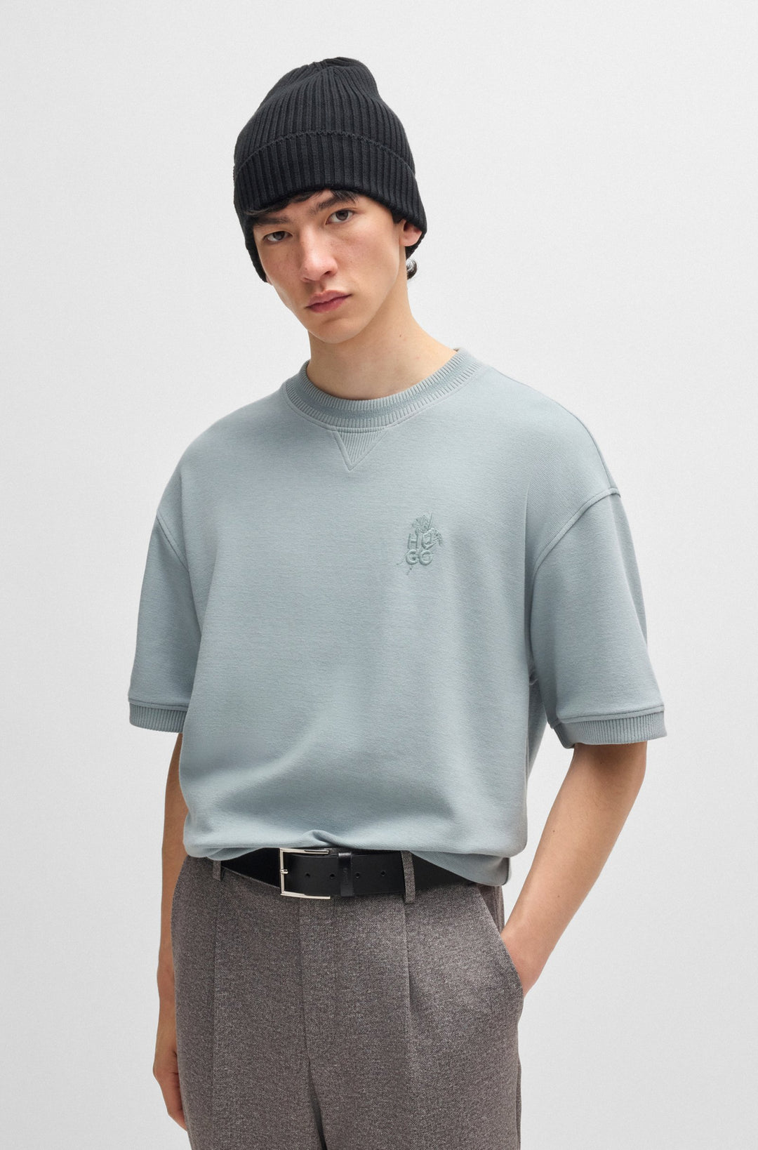 HUGO T-Shirts Oversize Fit in Cotton Mix - DECTAROS 10260815 01-50516623- Concorde Fashion#color_grey-074