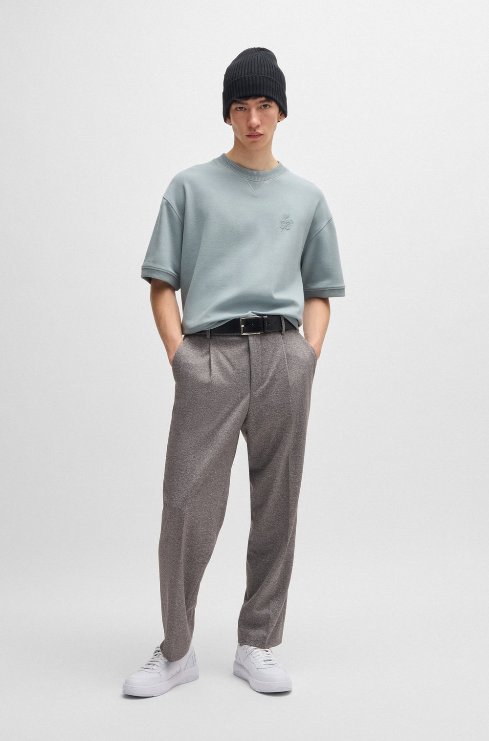 HUGO T-Shirts Oversize Fit in Cotton Mix - DECTAROS 10260815 01-50516623- Concorde Fashion#color_grey-074