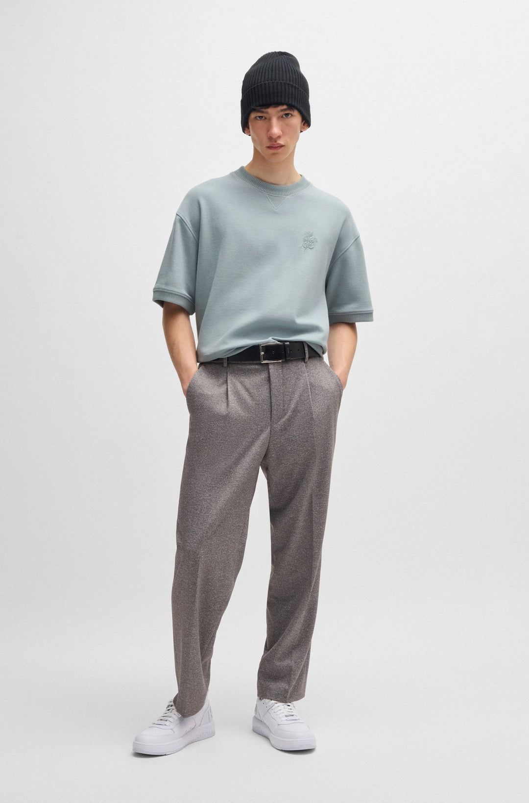 HUGO T-Shirts Oversize Fit in Cotton Mix - DECTAROS 10260815 01-50516623- Concorde Fashion#color_grey-074