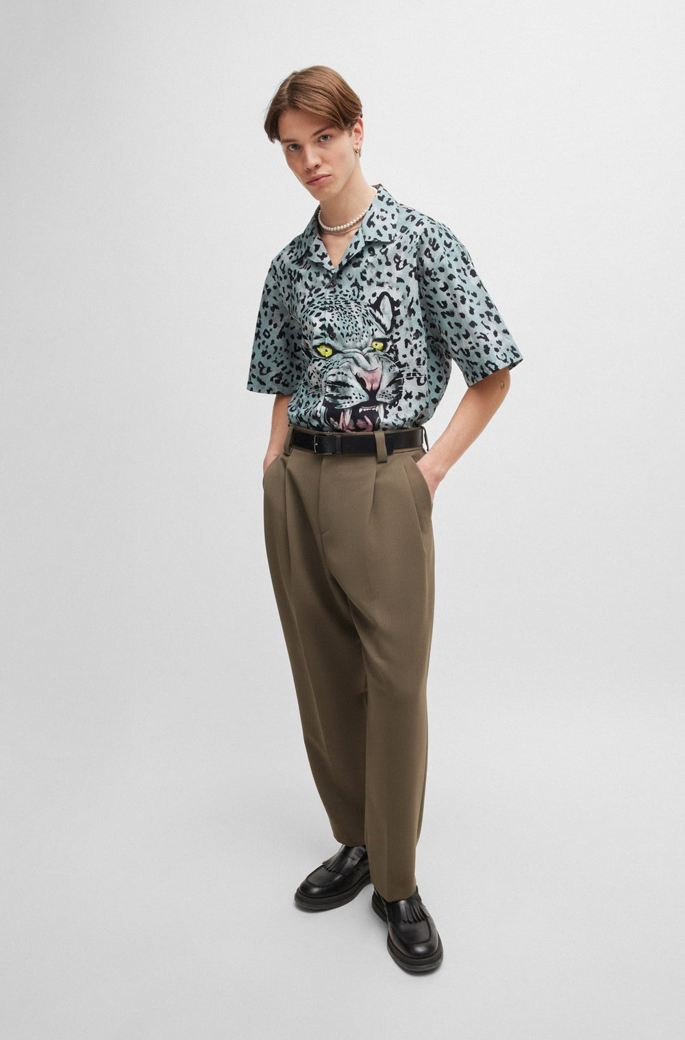 HUGO Casual Shirts Oversize Fit in Cotton - EGEENO 10261074 01-50519646- Concorde Fashion#color_grey-074