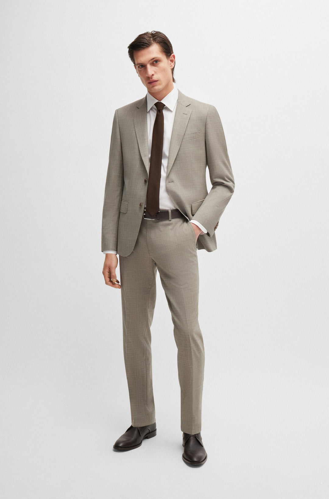 BOSS Suits Slim Fit in Polyester Mix - H-HUGE-2PCS-224 10261077 01-50521670- Concorde Fashion#color_beige-282