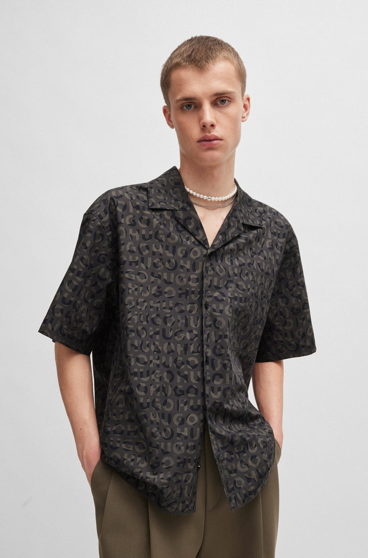 HUGO Casual Shirts Oversize Fit in Cotton - EGEENO 10261087 01-50519644- Concorde Fashion#color_black-009