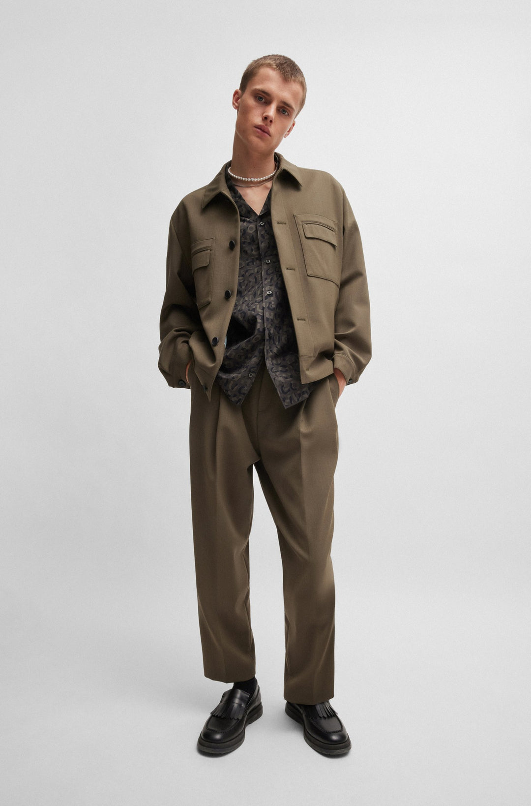 HUGO Casual Shirts Oversize Fit in Cotton - EGEENO 10261087 01-50519644- Concorde Fashion#color_black-009