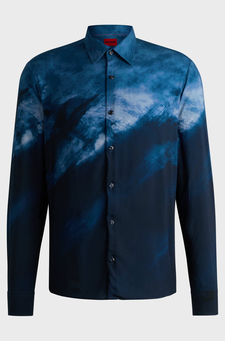 HUGO Casual Shirts Slim Fit in Viscose - ERMO 10261093 01-50519637- Concorde Fashion#color_blue-427