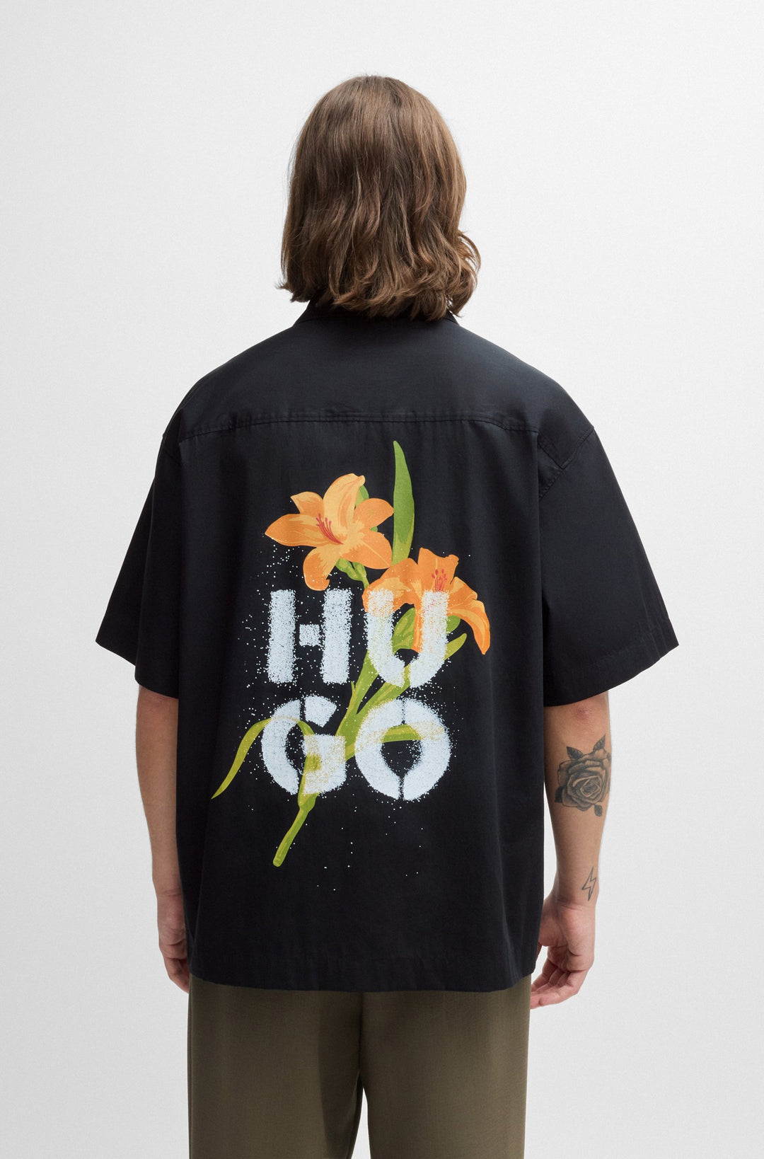 HUGO Casual Shirts Oversize Fit in Cotton - EGEENO 10261191 01-50520096- Concorde Fashion#color_black-001