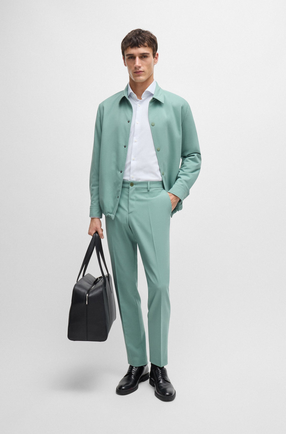 BOSS Formal Shirts Slim Fit in Nylon - P-HANK-SPREAD-C1-222 10261352 01-50520056- Concorde Fashion#color_white-100