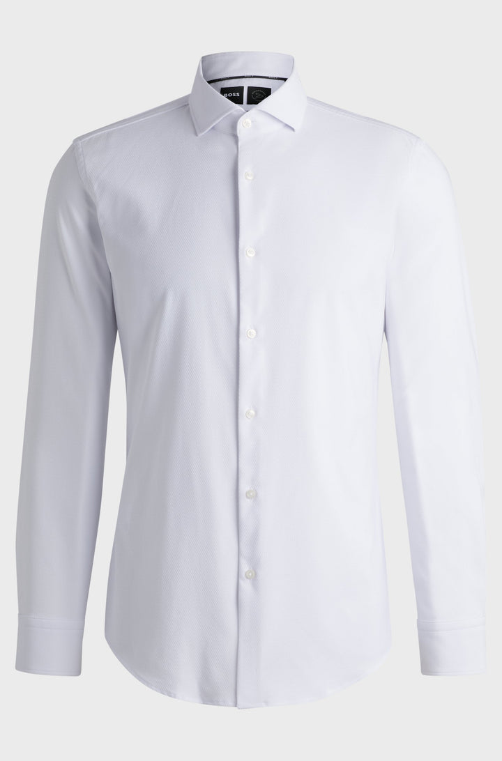 BOSS Formal Shirts Slim Fit in Nylon - P-HANK-SPREAD-C1-222 10261352 01-50520056- Concorde Fashion#color_white-100