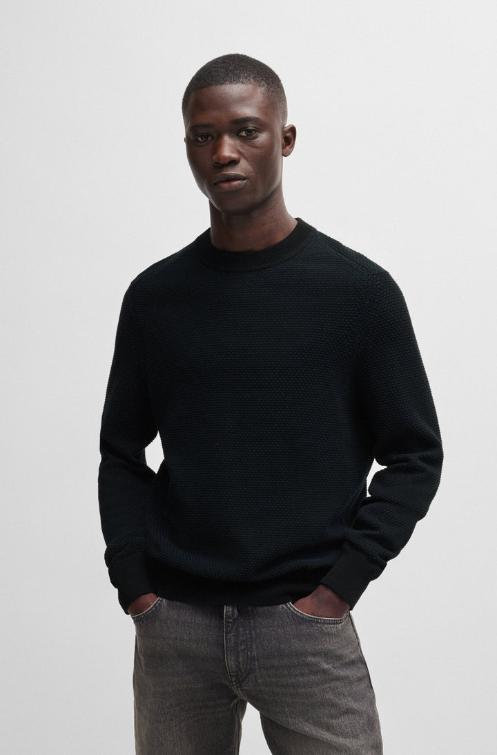 BOSS Sweaters Regular Fit in Cotton Mix - KAPOKSI 10261361 01-50519081- Concorde Fashion#color_black-001