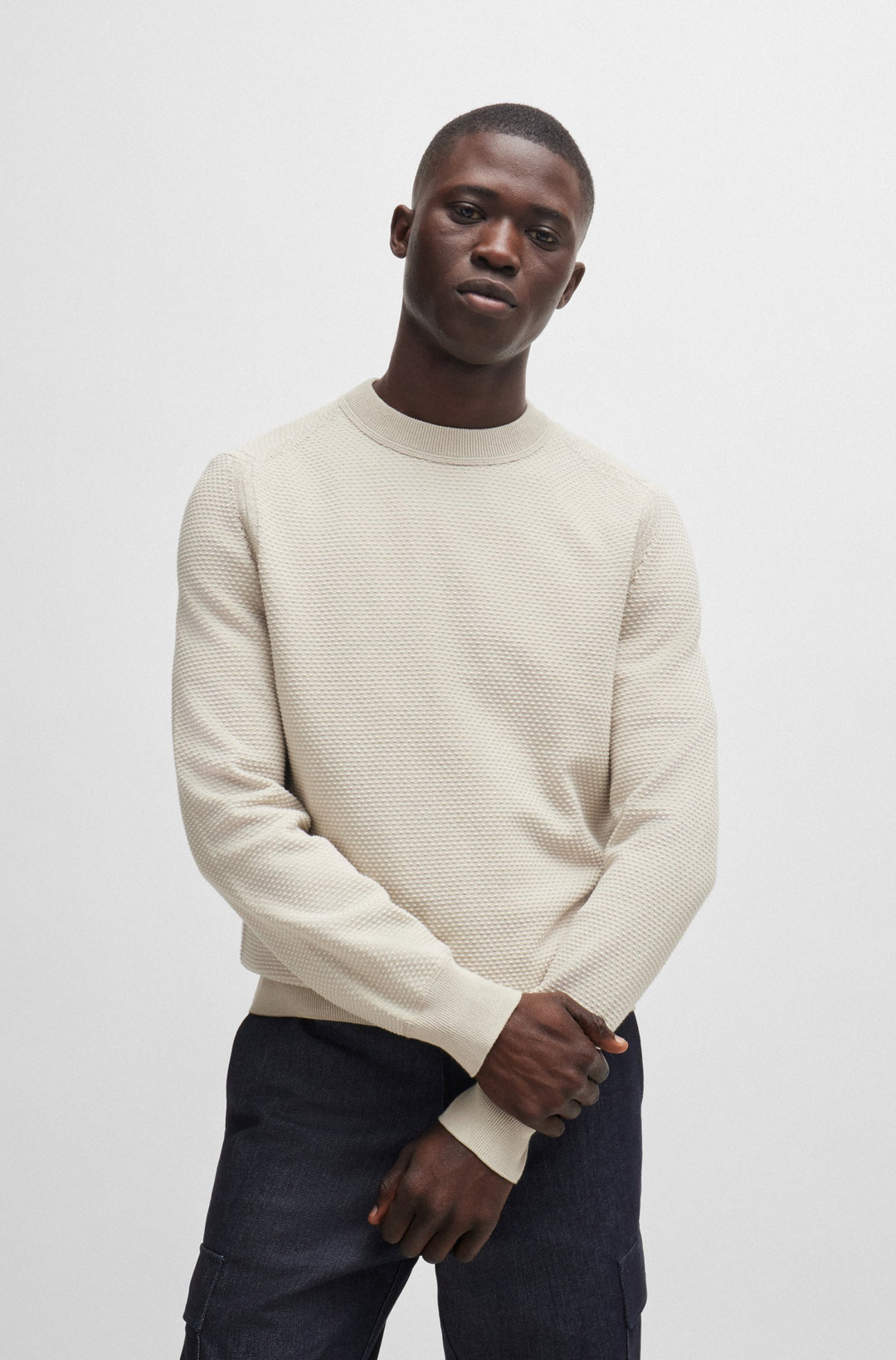 BOSS Sweaters Regular Fit in Cotton Mix - KAPOKSI 10261361 01-50519081- Concorde Fashion#color_beige-271
