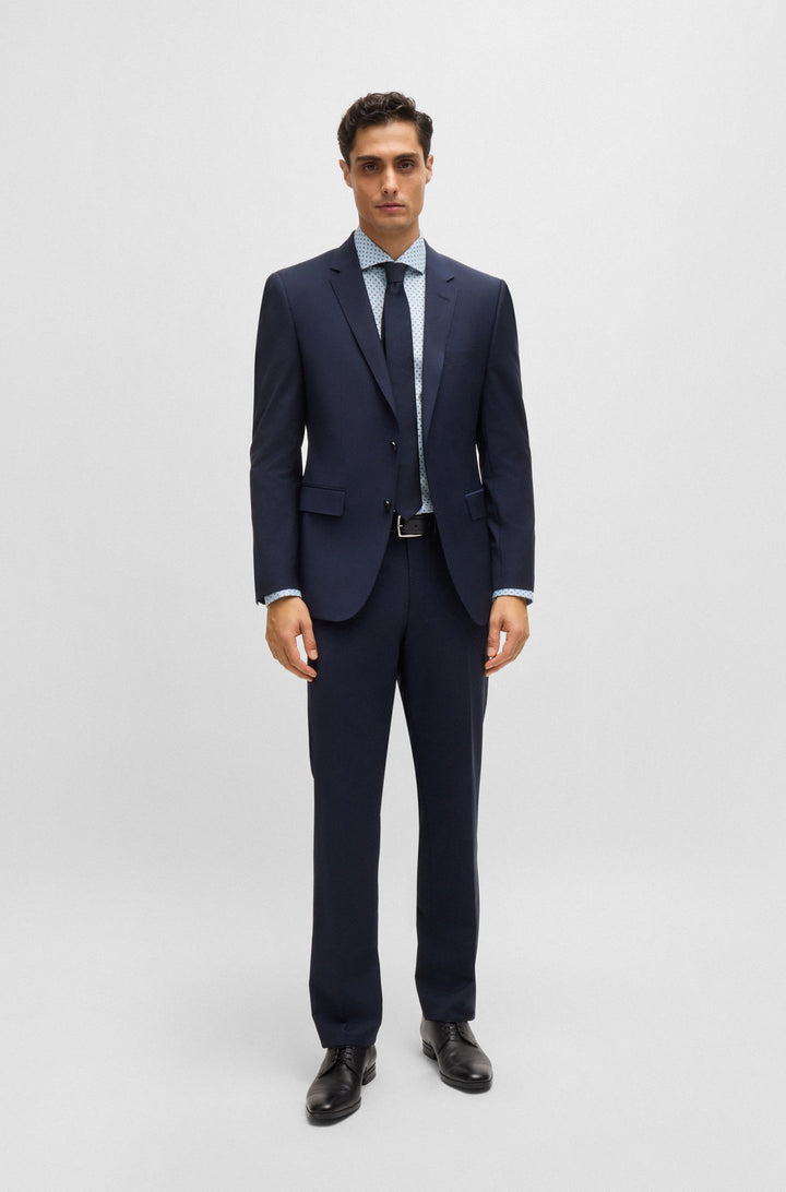 BOSS Formal Shirts Slim Fit in Cotton Mix - H-HANK-SPREAD-C5-233 10261379 01-50519884- Concorde Fashion#color_blue-450