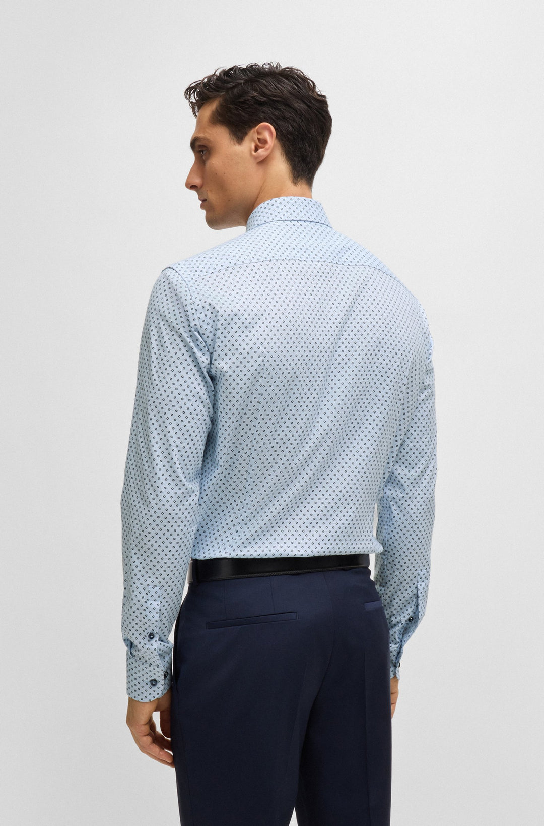 BOSS Formal Shirts Slim Fit in Cotton Mix - H-HANK-SPREAD-C5-233 10261379 01-50519884- Concorde Fashion#color_blue-450