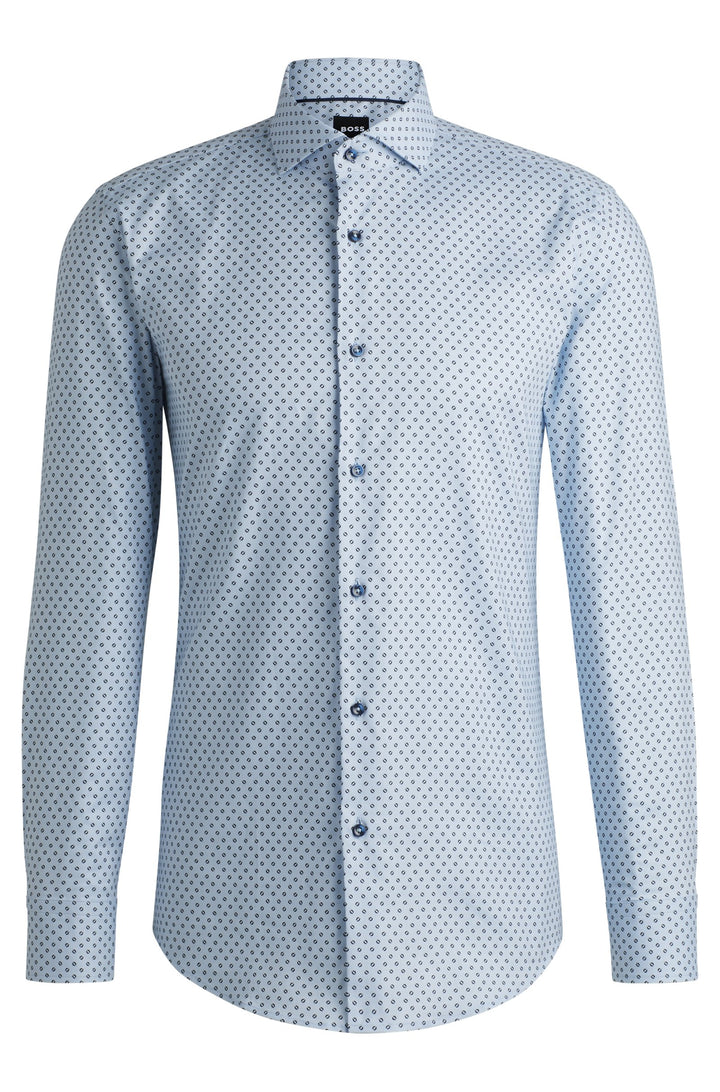 BOSS Formal Shirts Slim Fit in Cotton Mix - H-HANK-SPREAD-C5-233 10261379 01-50519884- Concorde Fashion#color_blue-450