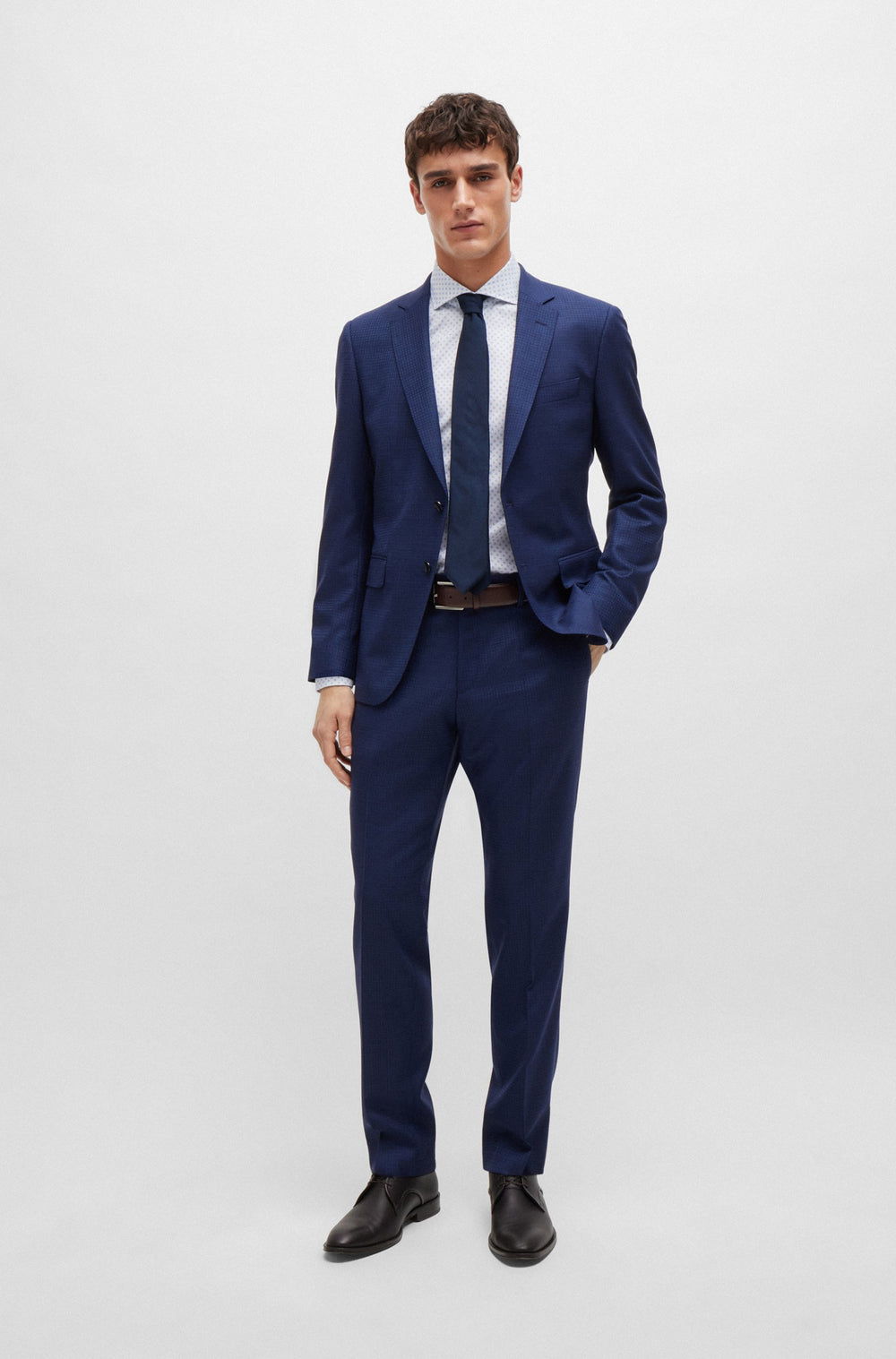 BOSS Formal Shirts Slim Fit in Cotton Mix - H-HANK-SPREAD-C5-233 10261379 01-50519884- Concorde Fashion#color_white-100