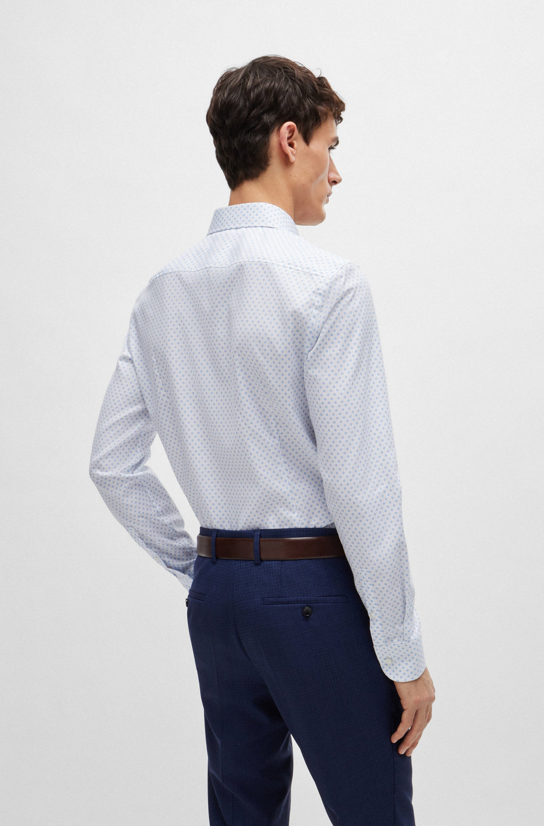 BOSS Formal Shirts Slim Fit in Cotton Mix - H-HANK-SPREAD-C5-233 10261379 01-50519884- Concorde Fashion#color_white-100