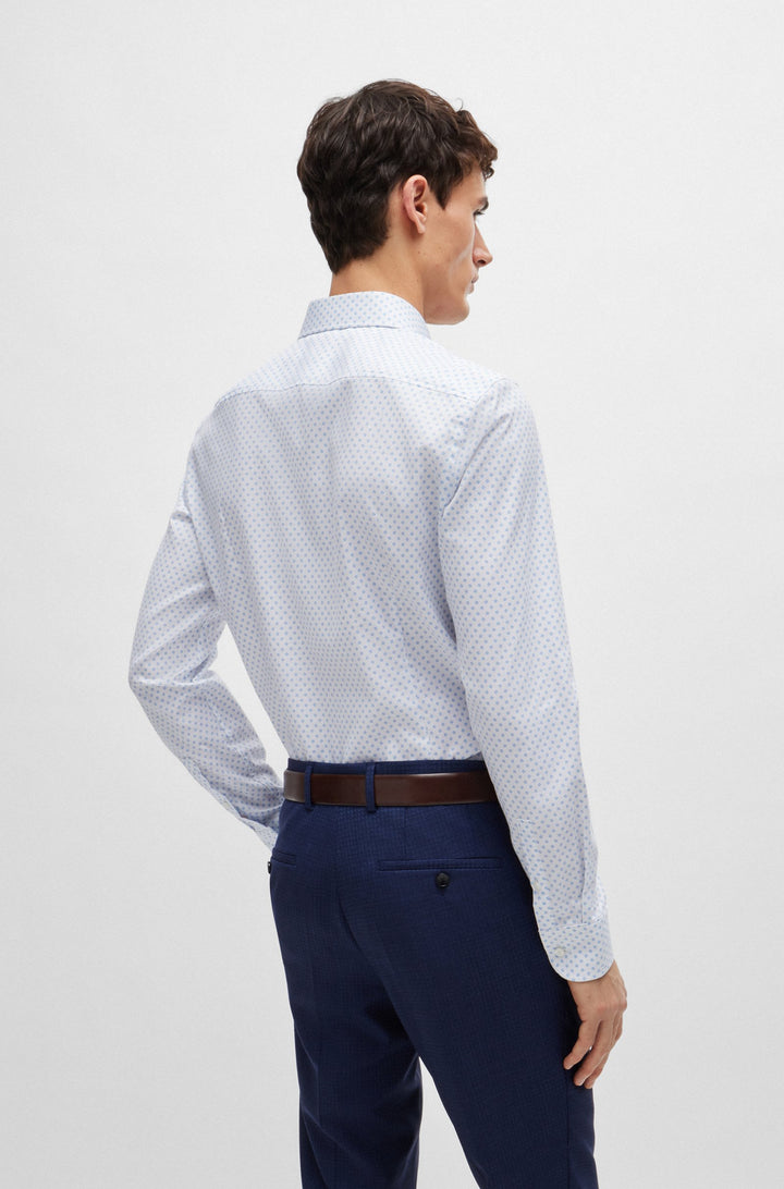BOSS Formal Shirts Slim Fit in Cotton Mix - H-HANK-SPREAD-C5-233 10261379 01-50519884- Concorde Fashion#color_white-100