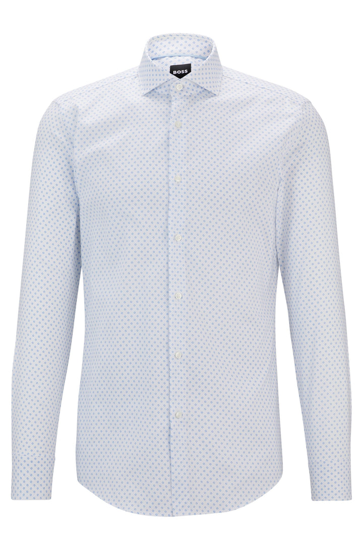 BOSS Formal Shirts Slim Fit in Cotton Mix - H-HANK-SPREAD-C5-233 10261379 01-50519884- Concorde Fashion#color_white-100