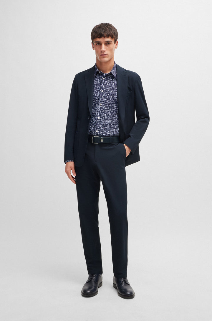 BOSS Trousers Modern Fit in Polyester Mix - P-GENIUS-WG-PK-243F 10261380 01-50521593- Concorde Fashion#color_navy-404