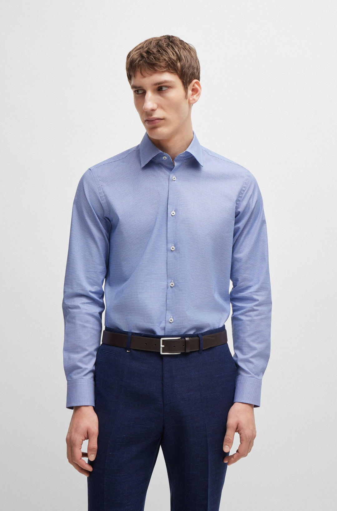 BOSS Formal Shirts Regular Fit in Cotton Mix - H-JOE-KENT-C1-214 10261519 01-50519887- Concorde Fashion#color_blue-420