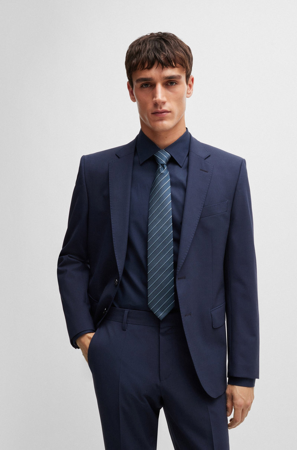 BOSS Ties  in Polyester Mix - H-TIE 7.5 CM-222 10261537 01-50520270- Concorde Fashion#color_navy-405