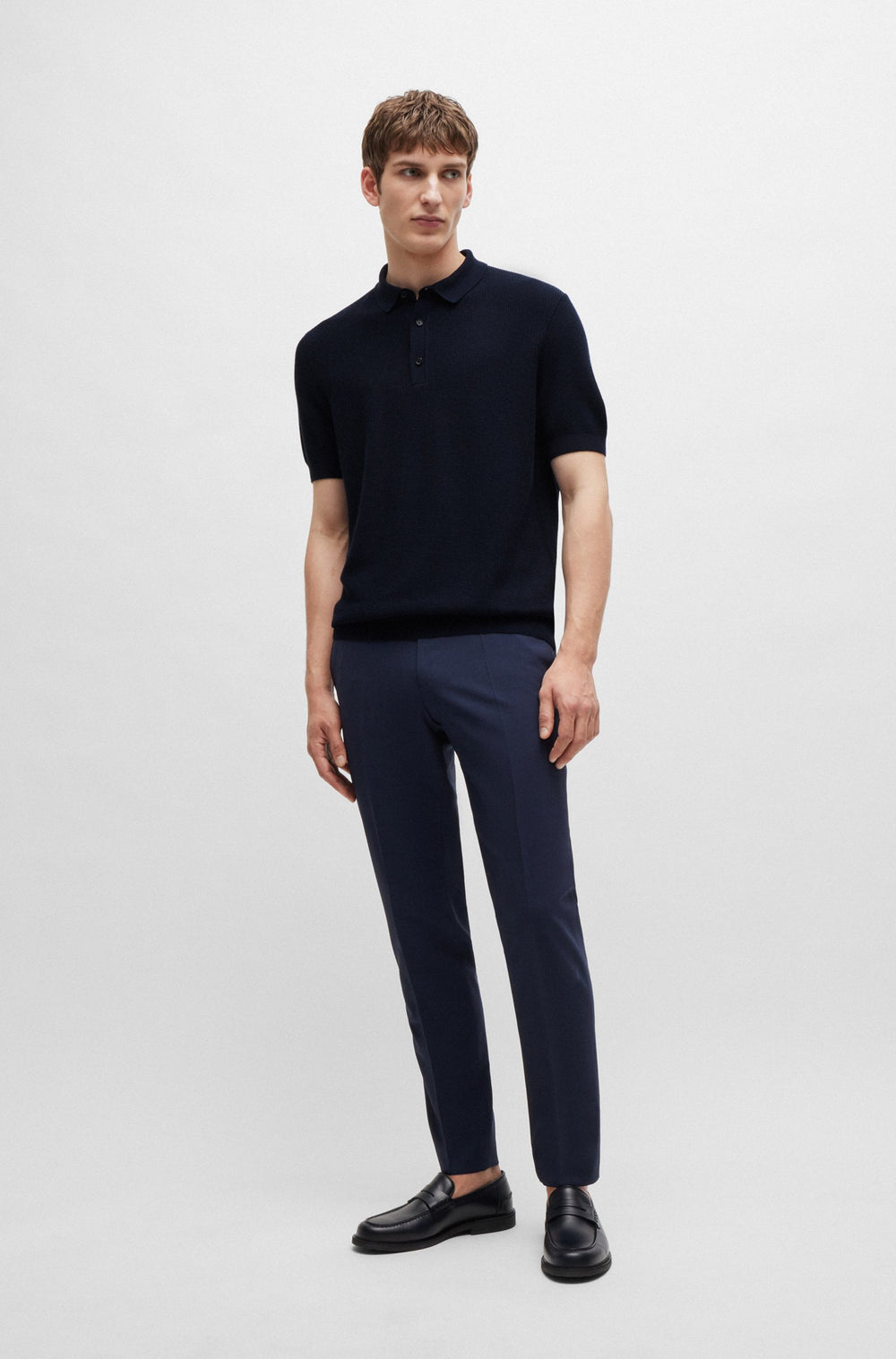 BOSS Sweaters Regular Fit in Cotton Mix - H-DAREMO 10261633 01-50519615- Concorde Fashion#color_navy-404