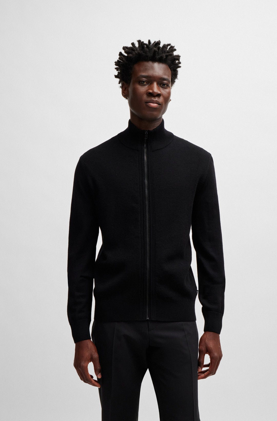 BOSS Sweaters Regular Fit in Wool - H-DAVETO 10261635 01-50519621- Concorde Fashion#color_black-001