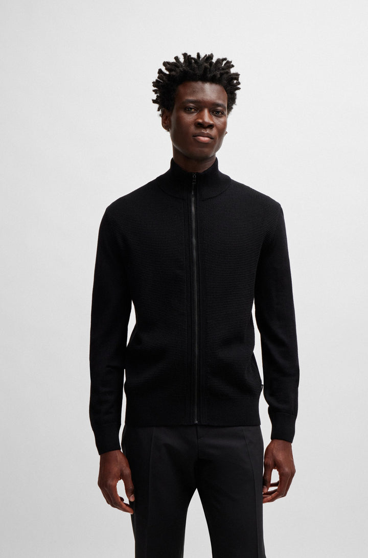 BOSS Sweaters Regular Fit in Wool - H-DAVETO 10261635 01-50519621- Concorde Fashion#color_black-001