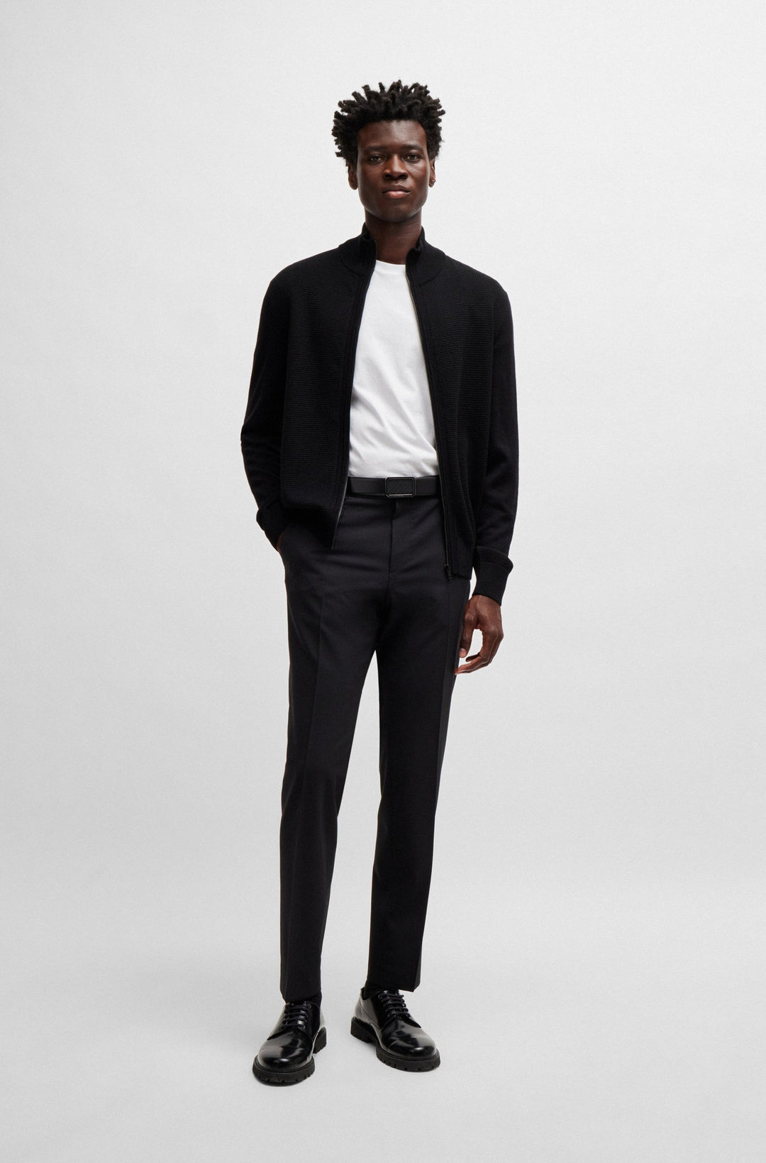 BOSS Sweaters Regular Fit in Wool - H-DAVETO 10261635 01-50519621- Concorde Fashion#color_black-001