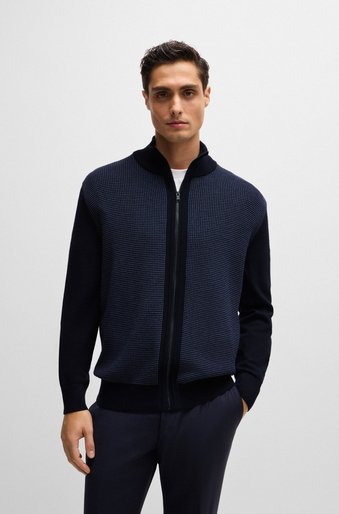 BOSS Sweaters Regular Fit in Wool - H-DAVETO 10261635 01-50519621- Concorde Fashion#color_navy-404