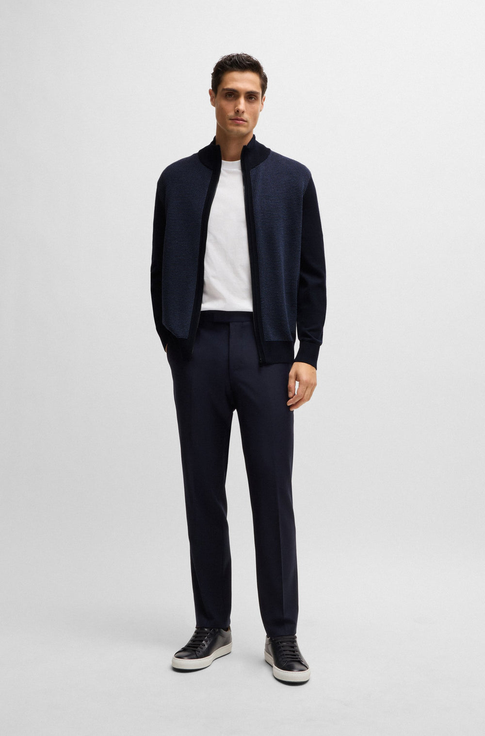 BOSS Sweaters Regular Fit in Wool - H-DAVETO 10261635 01-50519621- Concorde Fashion#color_navy-404