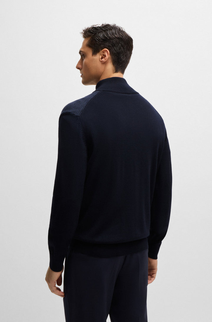 BOSS Sweaters Regular Fit in Wool - H-DAVETO 10261635 01-50519621- Concorde Fashion#color_navy-404