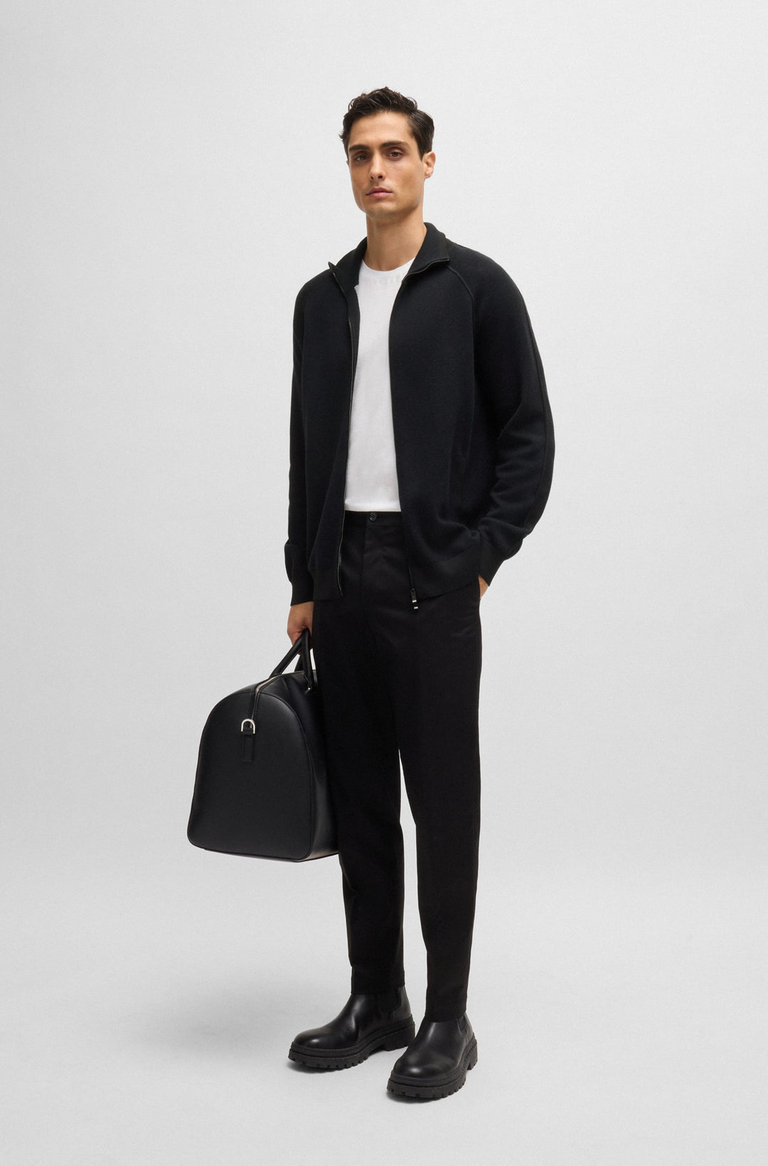 BOSS Sweaters Regular Fit in Cotton Mix - H-DOMICO 10261637 01-50519629- Concorde Fashion#color_black-001