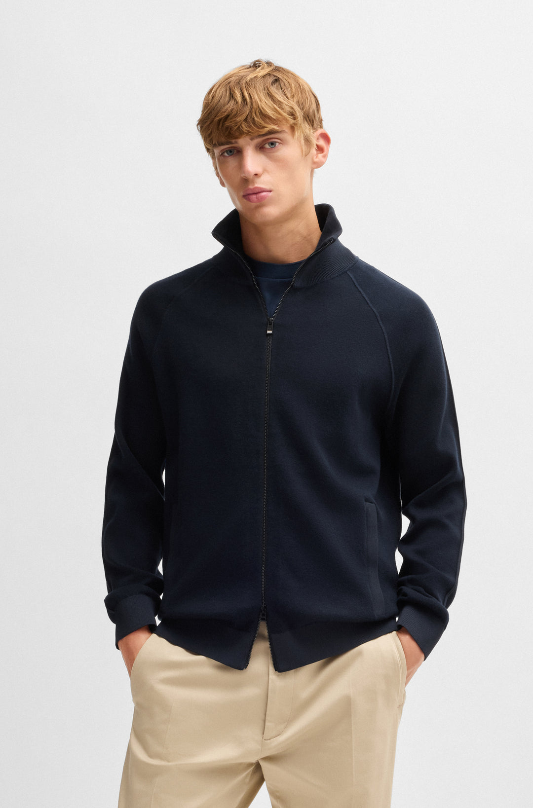 BOSS Sweaters Regular Fit in Cotton Mix - H-DOMICO 10261637 01-50519629- Concorde Fashion#color_navy-405