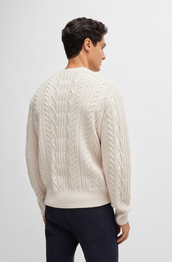 BOSS Sweaters Relaxed Fit in Wool - C-DIONEL_PS 10261640 01-50519634- Concorde Fashion#color_white-131
