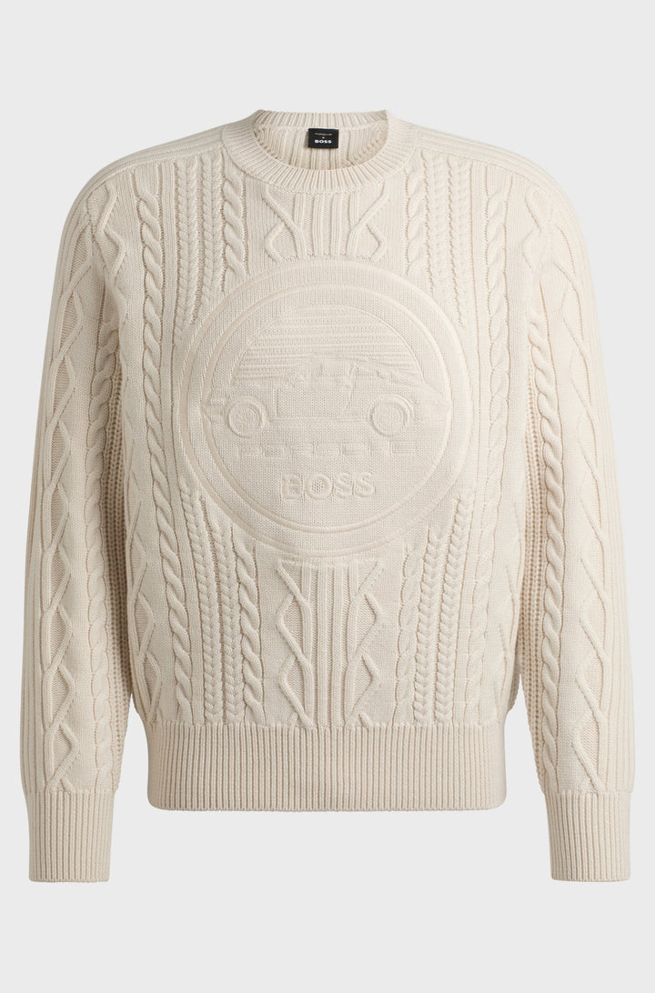 BOSS Sweaters Relaxed Fit in Wool - C-DIONEL_PS 10261640 01-50519634- Concorde Fashion#color_white-131