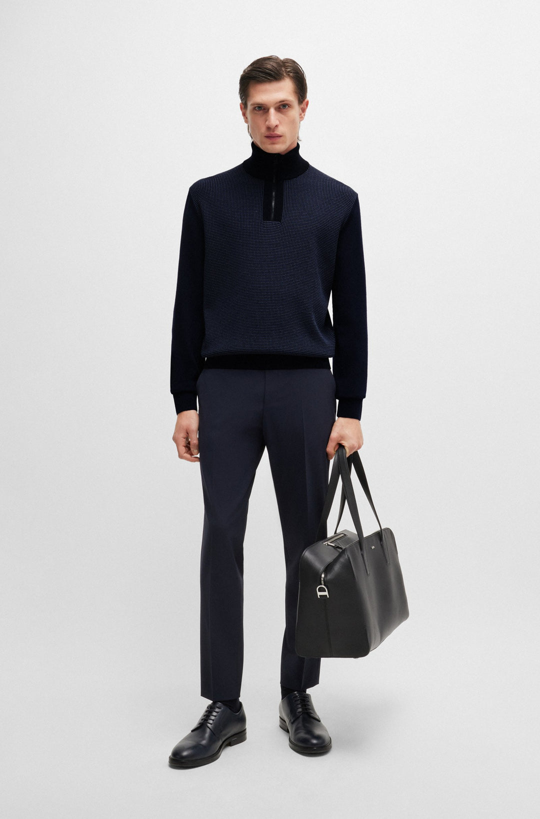 BOSS Sweaters Regular Fit in Wool - H-DAMBINO 10261652 01-50519590- Concorde Fashion#color_navy-404
