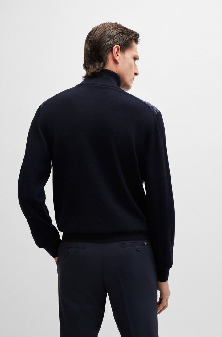 BOSS Sweaters Regular Fit in Wool - H-DAMBINO 10261652 01-50519590- Concorde Fashion#color_navy-404