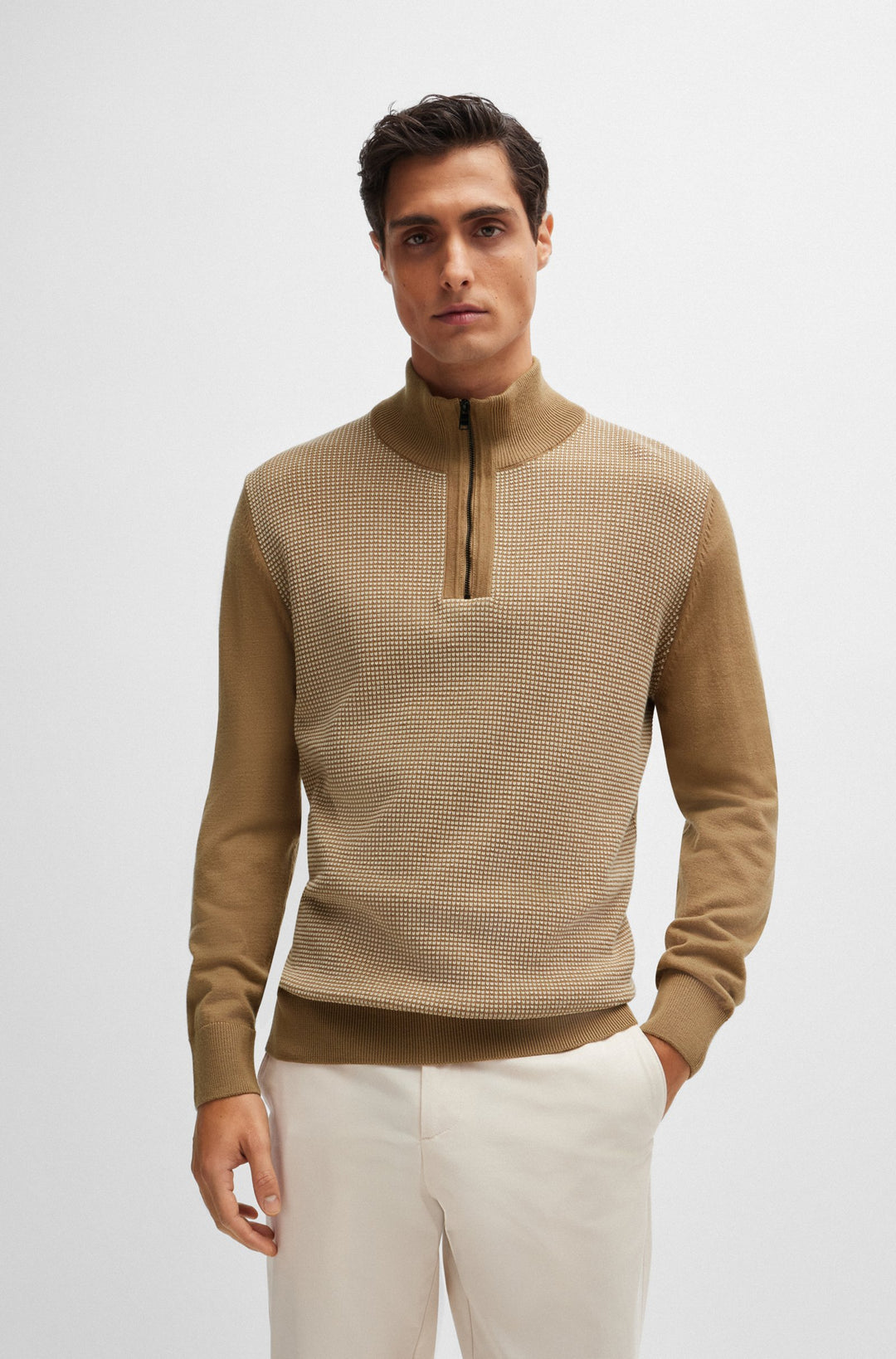 BOSS Sweaters Regular Fit in Wool - H-DAMBINO 10261652 01-50519590- Concorde Fashion#color_beige-282