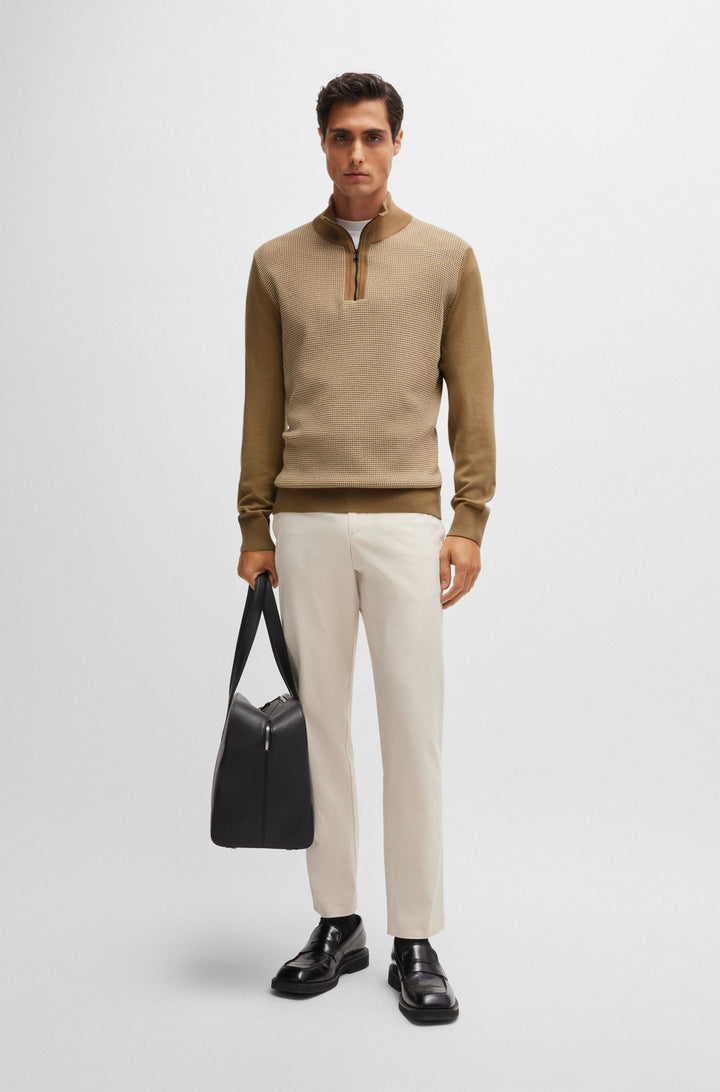 BOSS Sweaters Regular Fit in Wool - H-DAMBINO 10261652 01-50519590- Concorde Fashion#color_beige-282