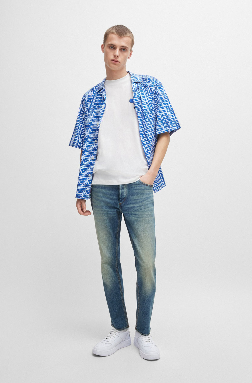 HUGO Casual Shirts Relaxed Fit in Cotton - ELIGINO 10261696 01-50520079- Concorde Fashion#color_blue-493