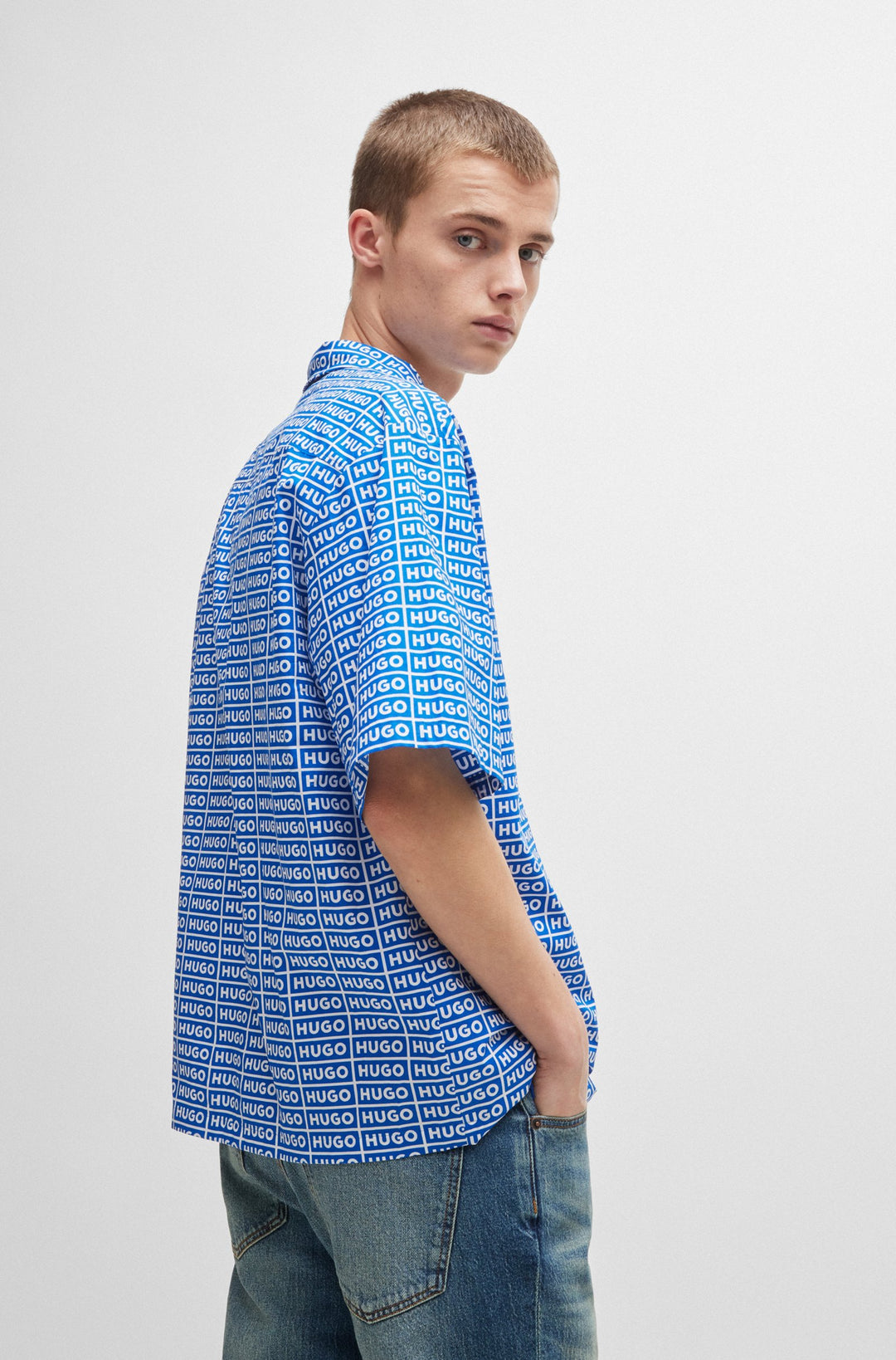 HUGO Casual Shirts Relaxed Fit in Cotton - ELIGINO 10261696 01-50520079- Concorde Fashion#color_blue-493