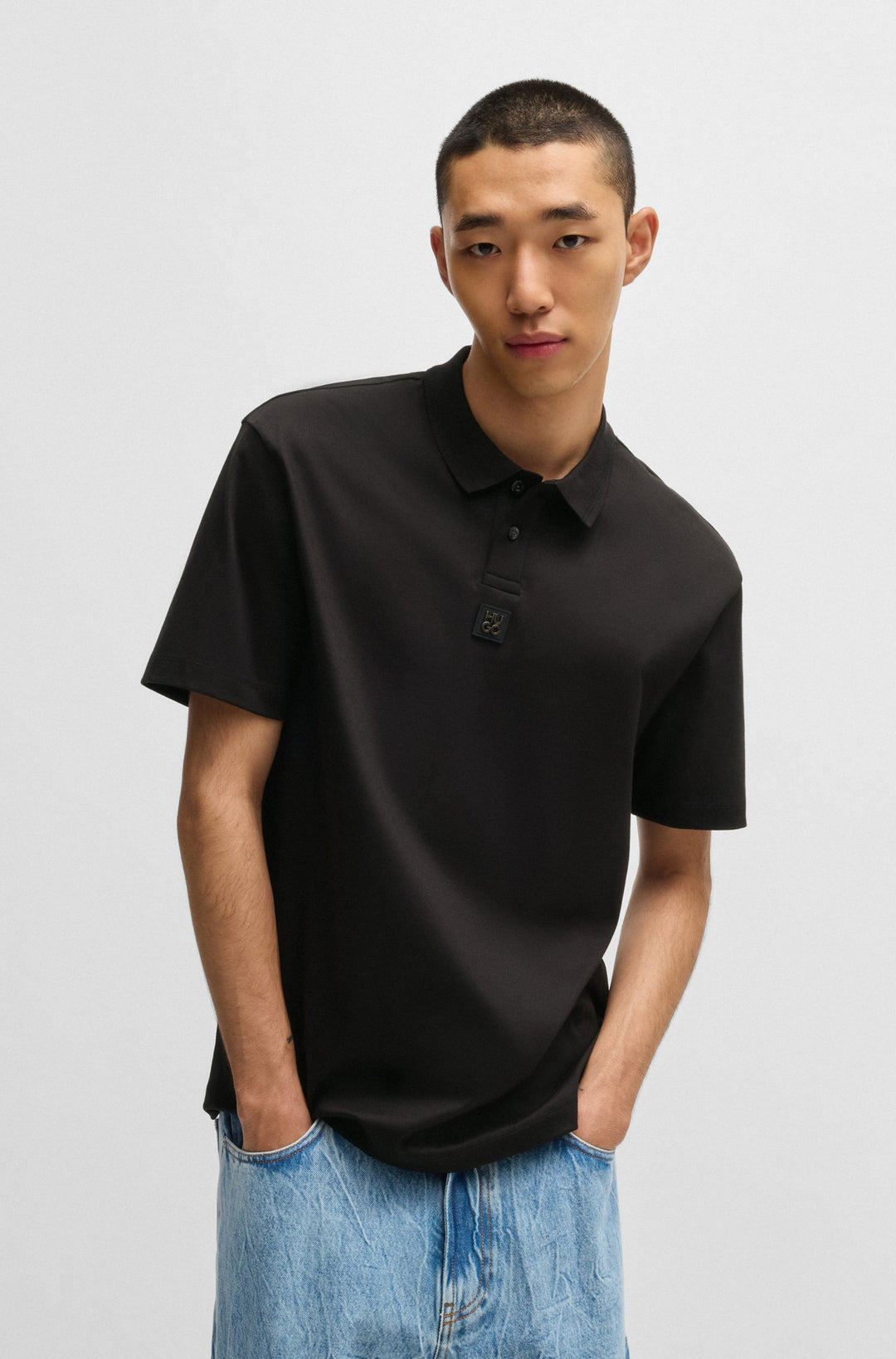HUGO Polos Regular Fit in Cotton - DEABONO_D 10261766 01-50517638- Concorde Fashion#color_black-001