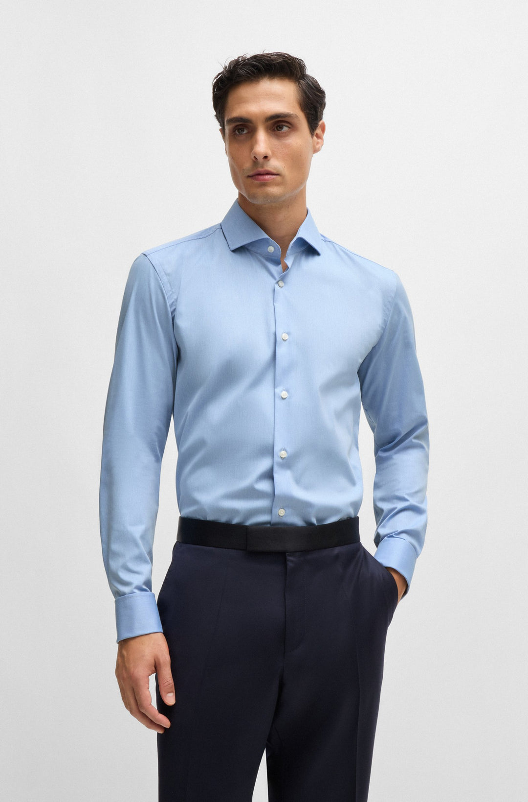 BOSS Formal Shirts Slim Fit in Cotton Mix - H-HANK-SPREAD-DC-214 10261836 01-50519935- Concorde Fashion#color_blue-450
