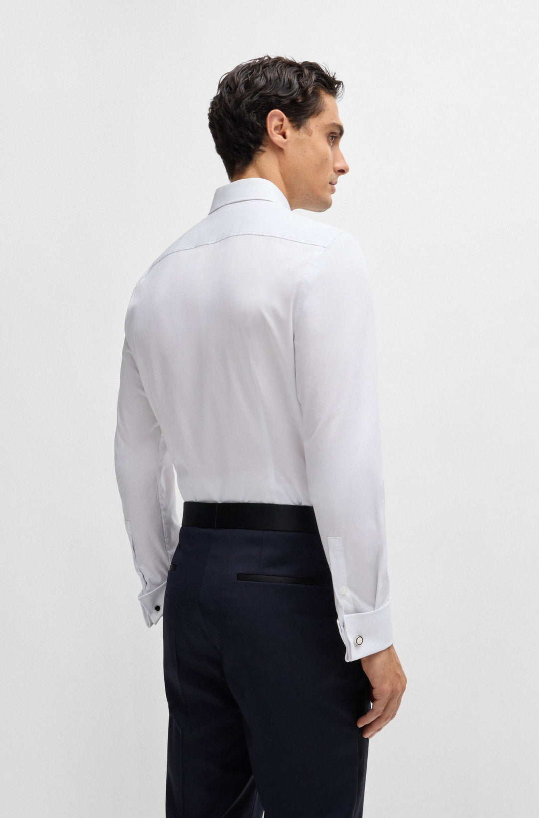 BOSS Formal Shirts Slim Fit in Cotton Mix - H-HANK-SPREAD-DC-214 10261836 01-50519935- Concorde Fashion#color_white-100