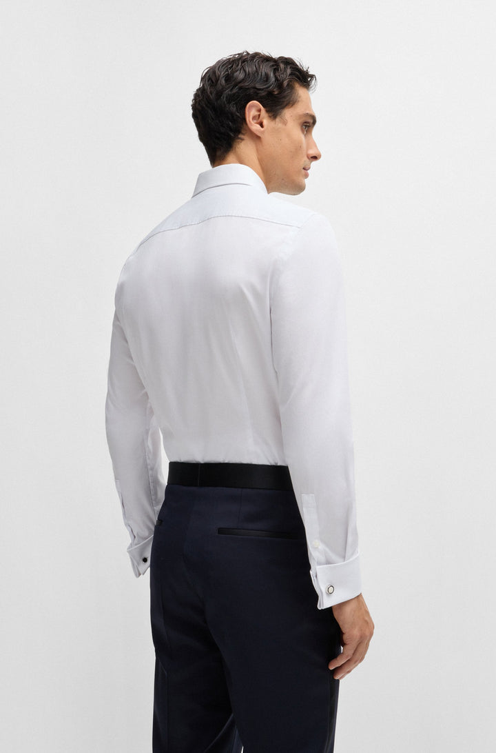 BOSS Formal Shirts Slim Fit in Cotton Mix - H-HANK-SPREAD-DC-214 10261836 01-50519935- Concorde Fashion#color_white-100
