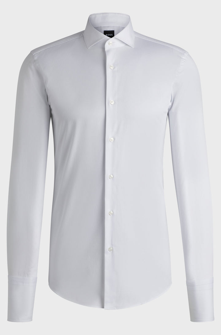 BOSS Formal Shirts Slim Fit in Cotton Mix - H-HANK-SPREAD-DC-214 10261836 01-50519935- Concorde Fashion#color_white-100