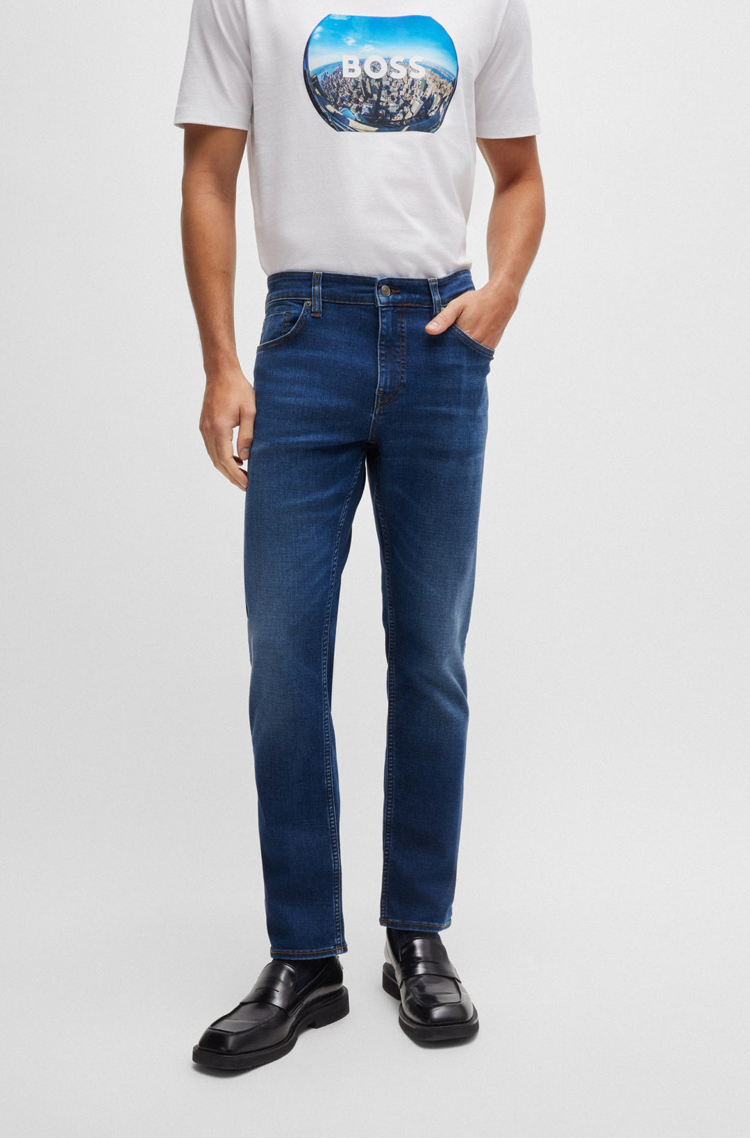 BOSS Jeans Slim Fit in Cotton Mix - H-DELAWARE 10261858 01-50520559- Concorde Fashion#color_blue-436