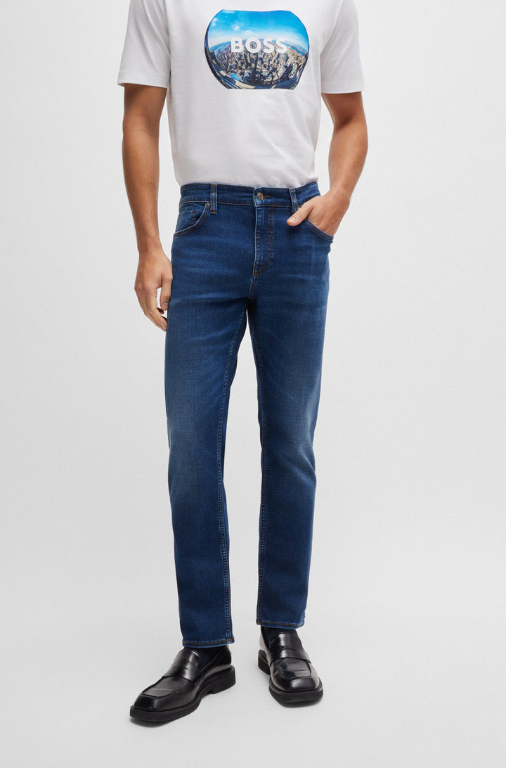 BOSS Jeans Slim Fit in Cotton Mix - H-DELAWARE 10261858 01-50520559- Concorde Fashion#color_blue-436