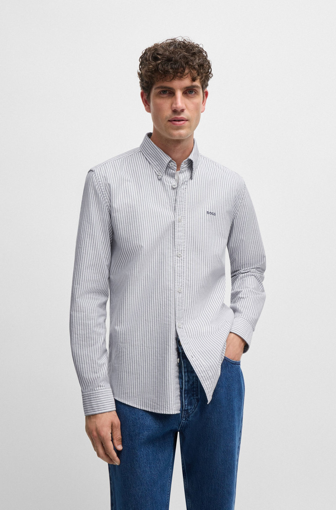 BOSS Formal Shirts Slim Fit in Cotton - H-ROAN-BD-E-C1-243 10261880 01-50520275- Concorde Fashion#color_navy-412