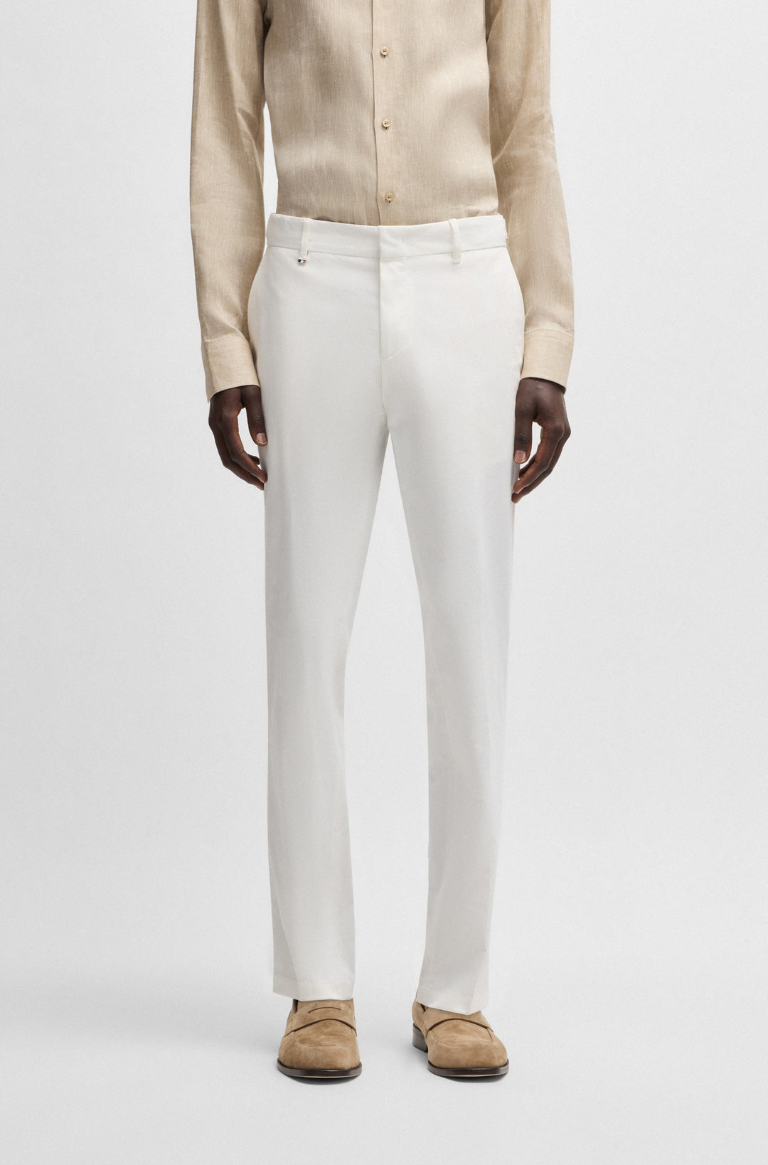 BOSS Trousers Slim Fit in Cotton Mix - C-GENIUS-DTL-WG-252F 10261959 01-50539970- Concorde Fashion#color_white-100